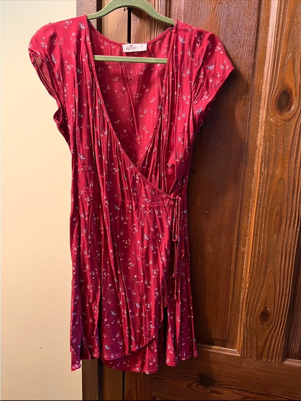 Hollister Red Floral Wrap-Style Dress